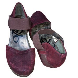 OTBT MIGRANT MARY JANE BURGUNDY LEATHER WEDGE PLATFORM ELASTIC BAND SHOES SIZE 8